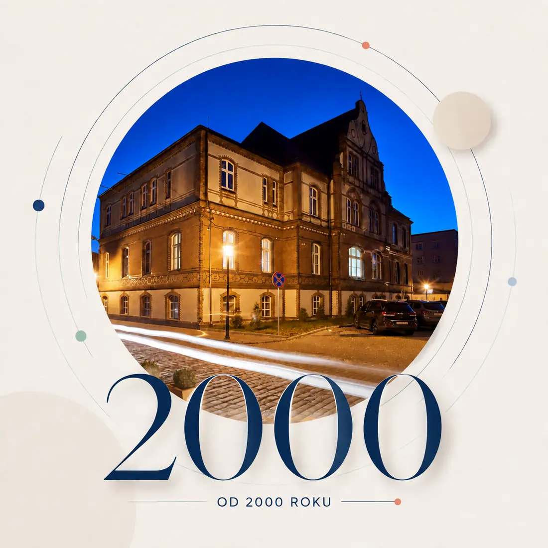 Budynek siedziby Tech-Studio wpisany w znak 2000, symbolizujący działalność firmy od 2000 roku